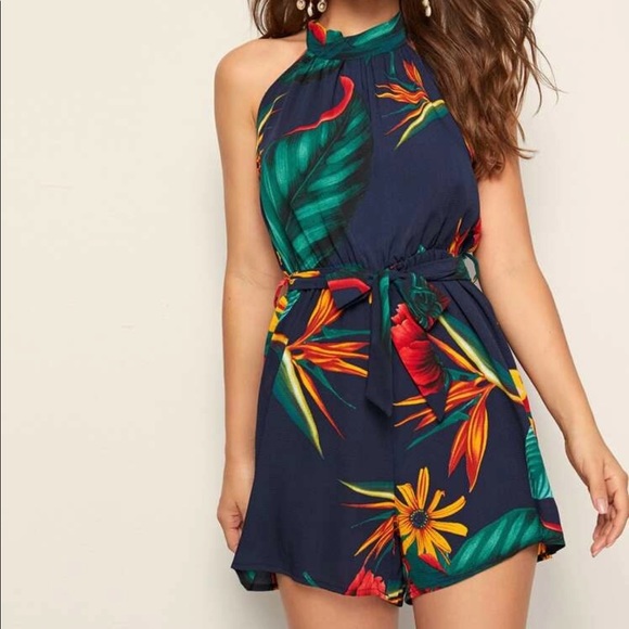 Tropical Print Romper - Picture 1 of 2